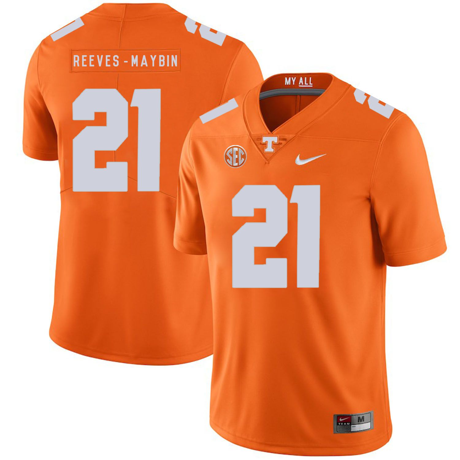 Men Tennessee Volunteers 21 Reeves-maybin Orange Customized NCAA Jerseys